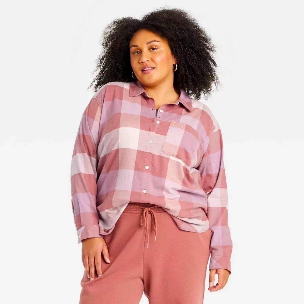 Ava & Viv Flannel Plaid Button Down Shirt